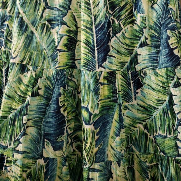 Chaps Petite Palm Print Tiered Cotton Maxi Lined Skirt - Picture 2 of 5